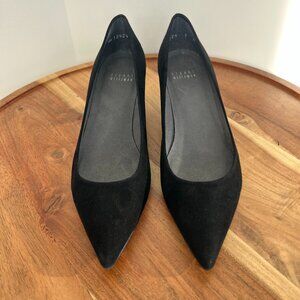 Vintage Stuart Weitzman Black Suede Kitten Heel Pumps Pointed Toe‎ 7N Classic